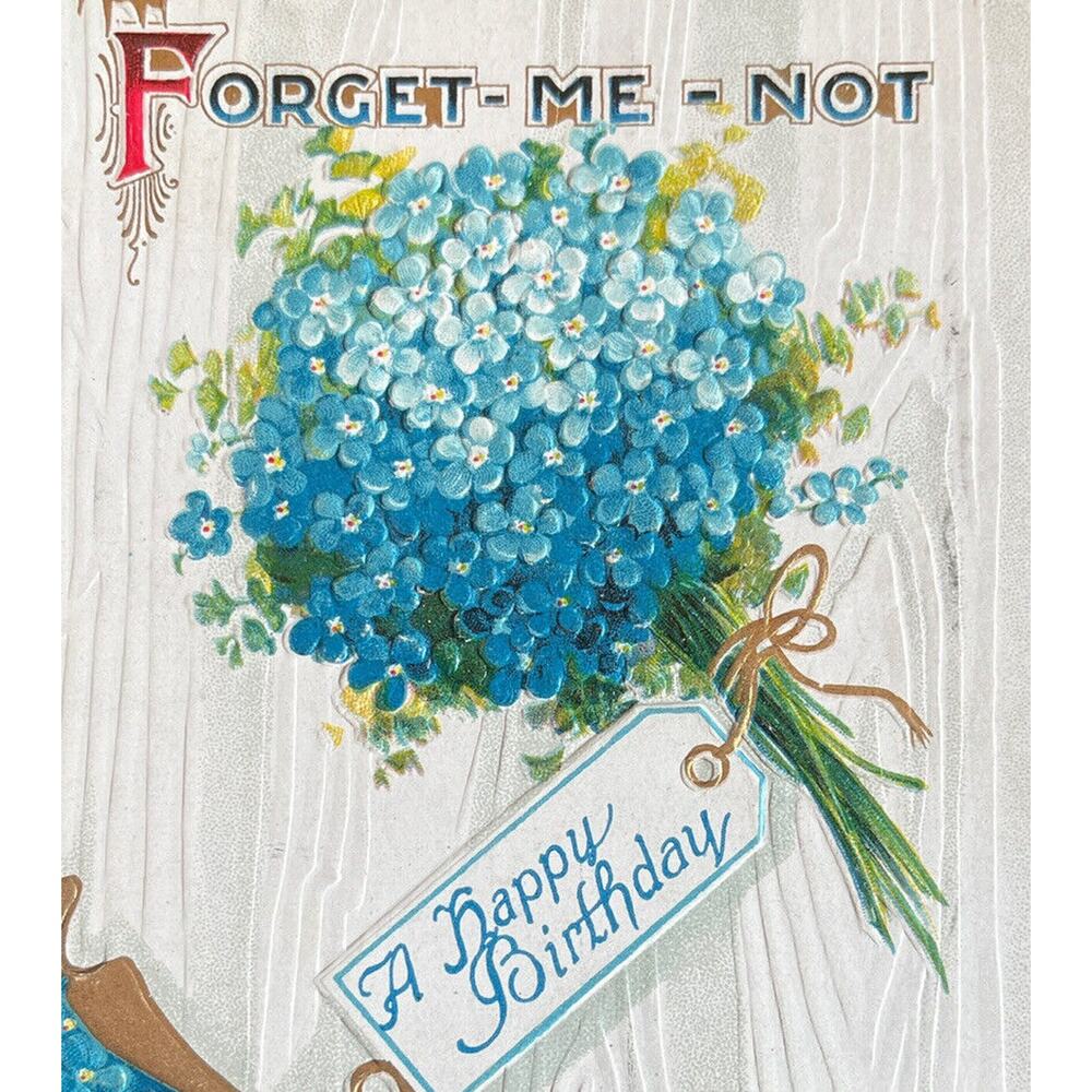 Antique 1919 Ephemera Postcard Sweet Message Forget Me Not Birthday Posted SEE